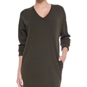 VINCE Long Grey Wool Blend V Neck Sweater Dress SIZE XS